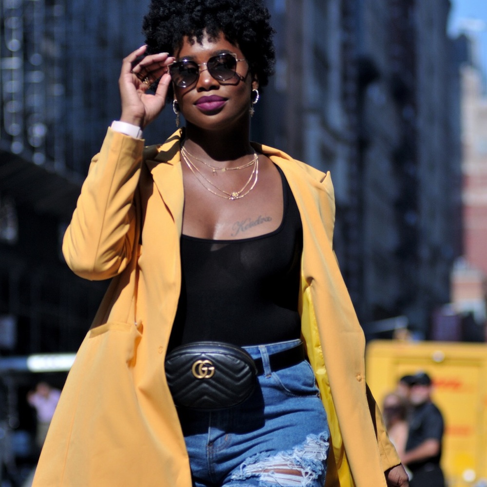 Gucci GG Marmont matelassé leather belt bag.